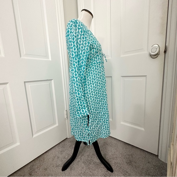 NEW! Geometric cover-up  Small Teal Blue Aqua swimsuit bathing suit coverup - Picture 7 of 8